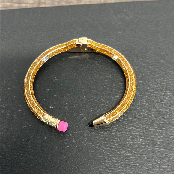 Betsey Johnson | Gold Pencil Bracelet & Earrings Set ✏️🍎 - Picture 6 of 9